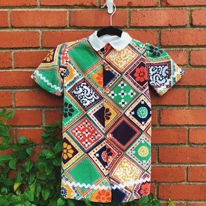 1960s vintage girls hippie patchwork dress 2T